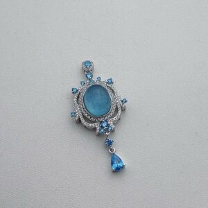 SGP19 S925 Stamped Aqua Marine Pendant